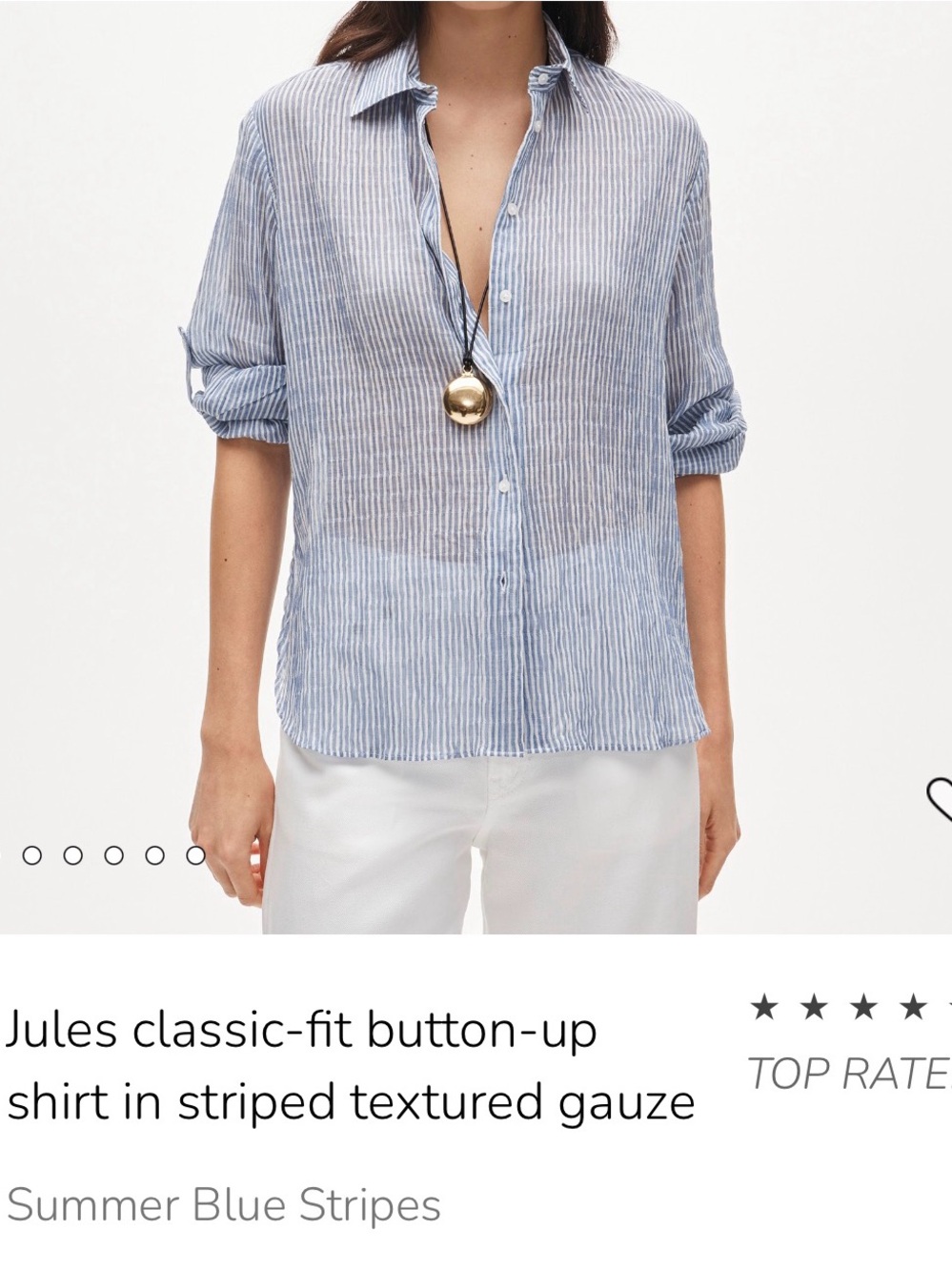 J. Crew Blue and White Striped Button-Down Gauze Shirt